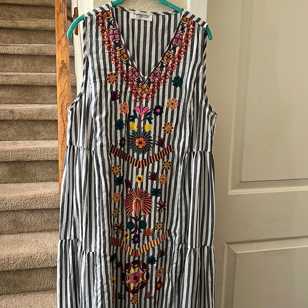 Impressions Sleeveless Cotton Dress in Size Large.
